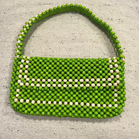 NWT YMC - Beaded Shoulder Bag One Size - Green, Yellow - Picture 3 of 4